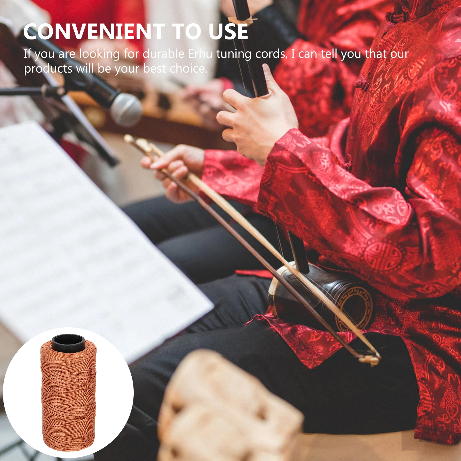 

1 Roll Waxed Erhu Orange Color Durable Professional Thread Easy Replacement Strong Reliable Practical Tuning String