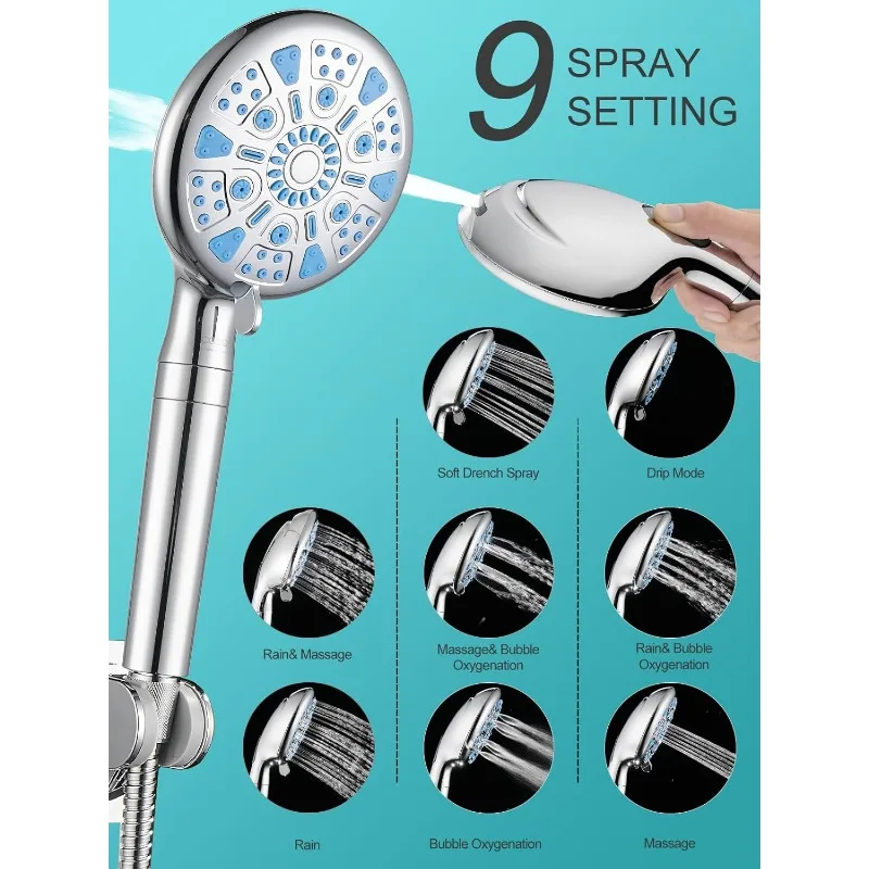 12 Inch All Metal 3-Way Rain Shower Head, Shower Head, Dual Shower Heads with Handheld Spray Combo - Upgrade Extension Arm