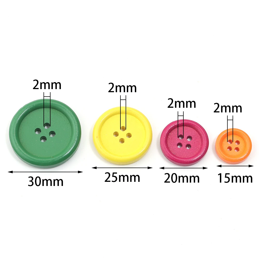 50Pcs Wooden Buttons Natural Color Round 4 Holes Buttons for Sewing Scrapbooking Home DIY Clothes Sewing Accessories 15/25/30mm - view 2