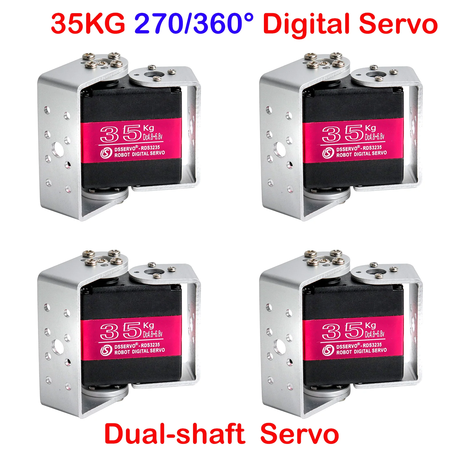4PCS 35KG RDS3235 Dual-shaft Digital Servo High Speed Torque Metal Gear 180/ 270 Degree RC Robotic Servos Motor for RC Car Robot