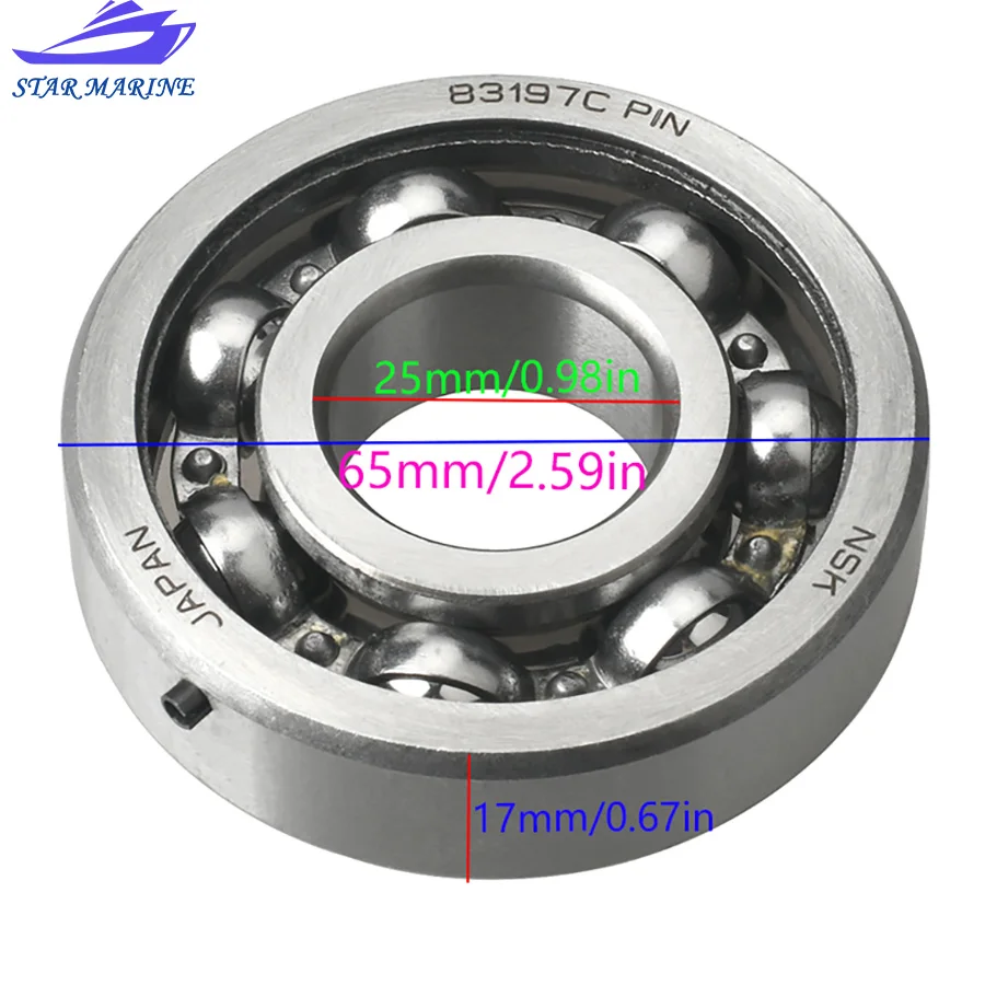 3J2-00114 Bearing For Tohatsu Outboard Motor 25HP 30HP 3J2-00114-0 Mercury 30-160492 3J2001140M