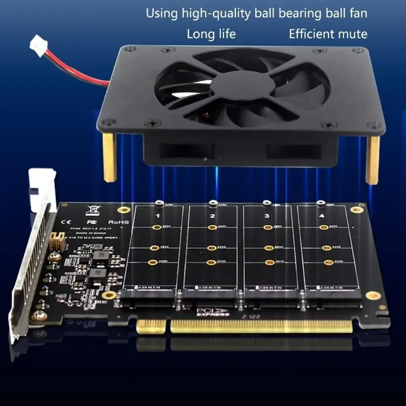

R53C PCI-E Split Card PCI-E X16 to NVME for M.2 for M for Key 4 SSDs for RAID Arr