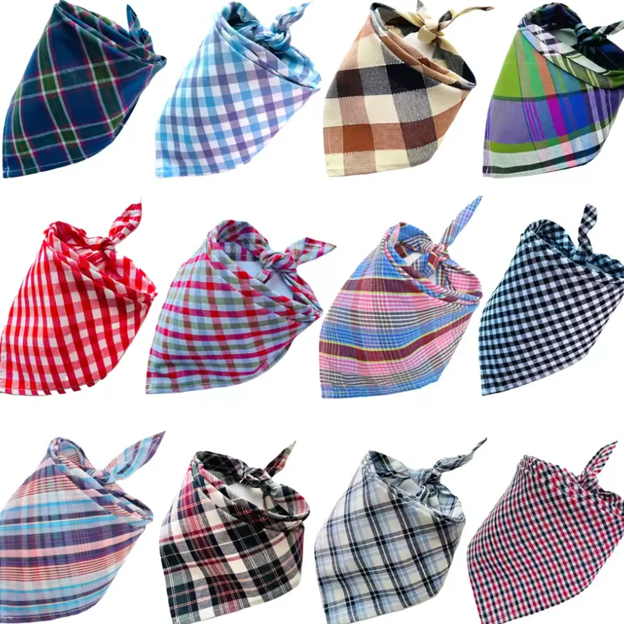 

30/50pcs Plaid Dog Bandana Lot For Small Large Dogs Things And Bows For Dogs Pet Products Washable Bulk Dog Bandana