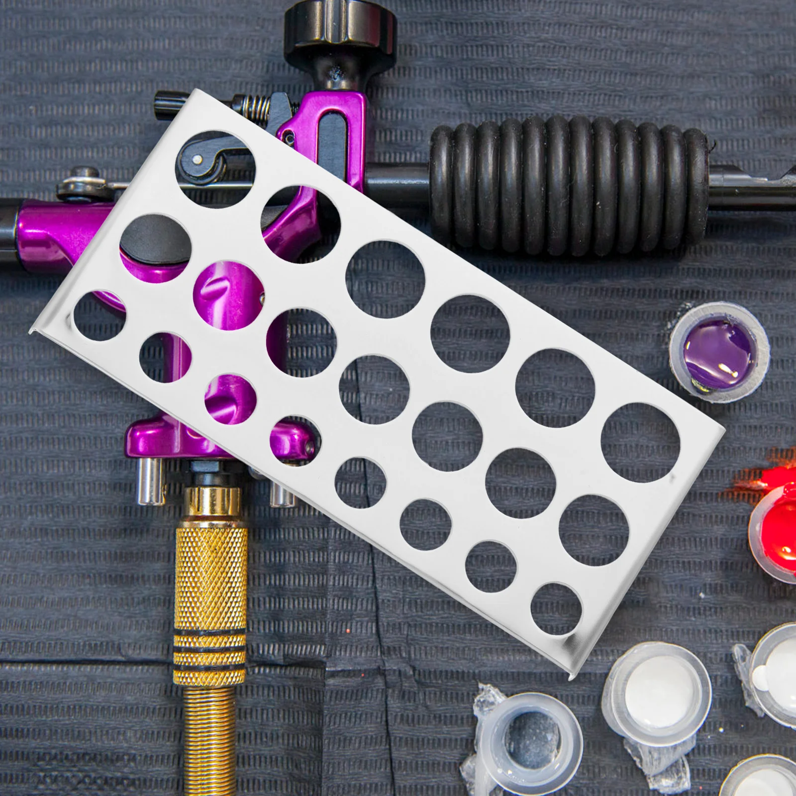 

Tattoo Pigment Ink Cup Rack Stainless -Hole Stable Organizer Cup Stand Professional Tattooing Accessories