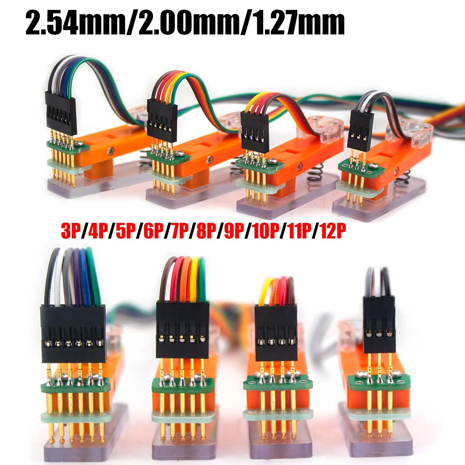 2.54mm 2.00mm 1.27mm PCB Programmer Test Clip Fixture 3P 4P 5P 6P 7P 8P 10P pin Debug Download Burning Chip Clip JTAG Probe TooL