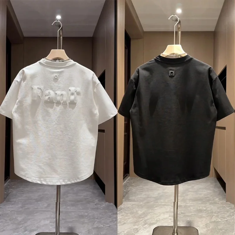 

Новая мужская футболка на весну-лето с круглым вырезом, свободного кроя, с буквенным принтом и цветными вставками, для пар