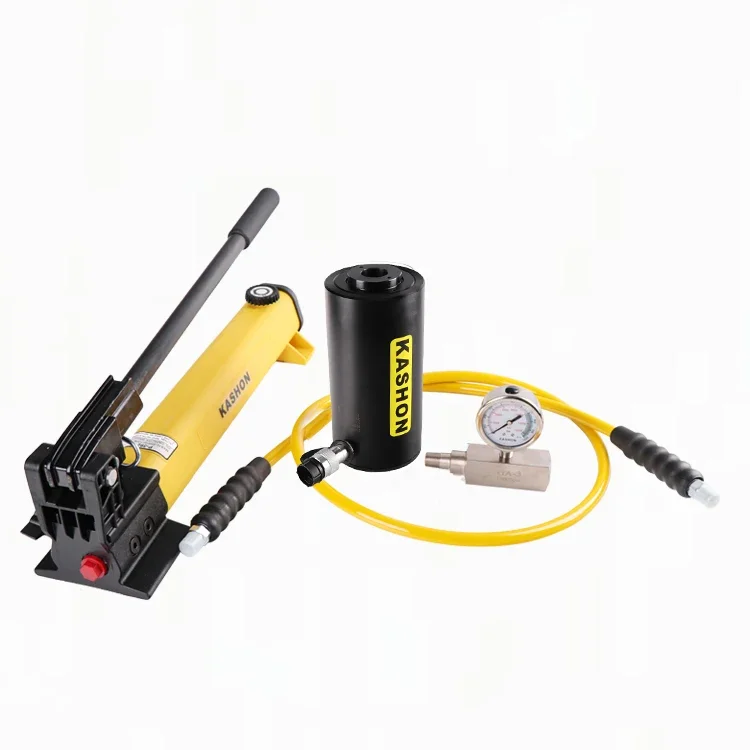 RACH-304 aluminum 30 ton center hole hollow hydraulic cylinder jack with hand pump