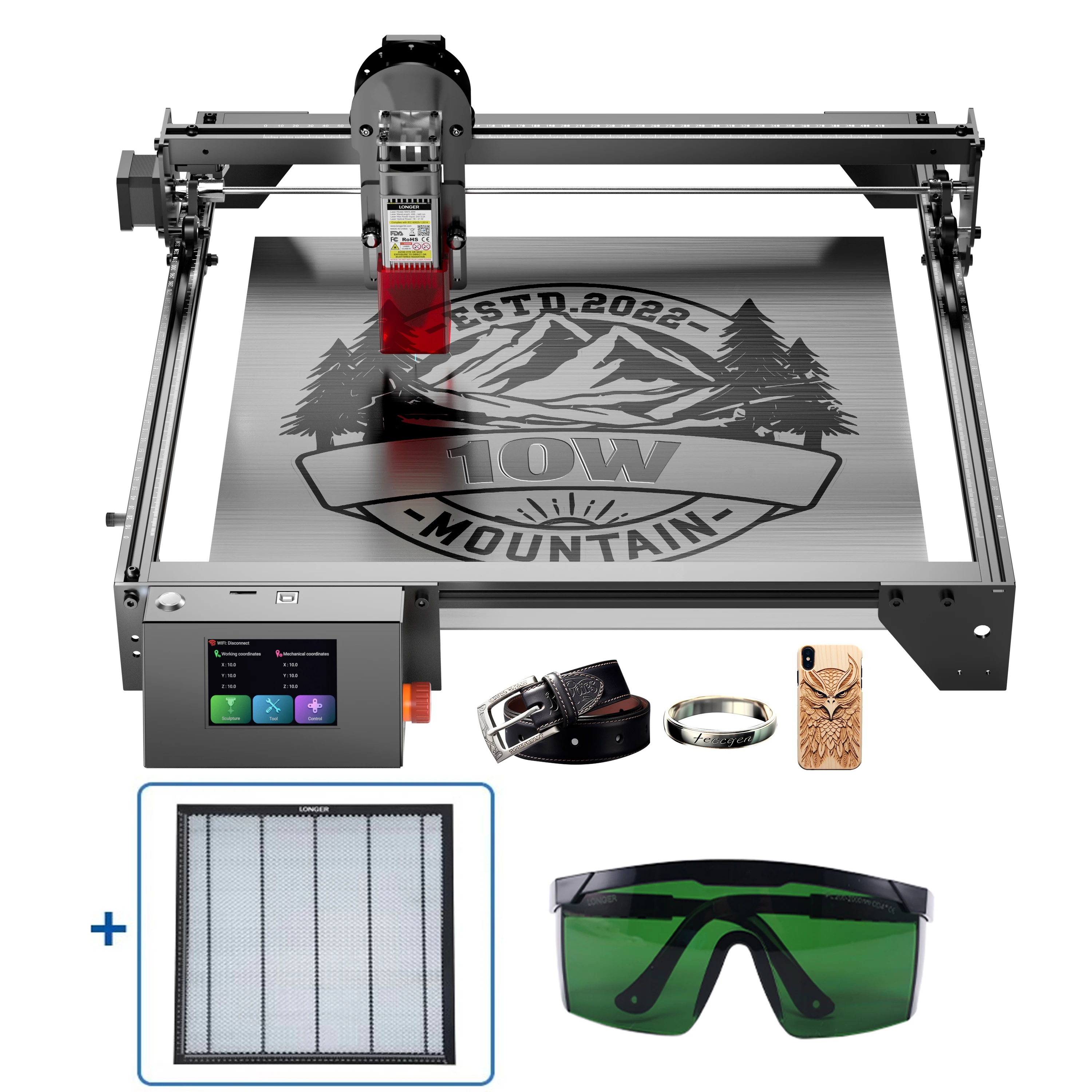 

Longer RAY5 Laser Engraving Machine 10W +440x440mm Honeycomb Panel + Protective Goggles Wood Metal Lazer Engraver DIY KIT Tools