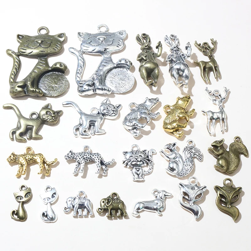 

2-30 шт. Милые животные кулон талисманы кошка собака леопард олень слон DIY аксессуары для изготовления ювелирных изделий фурнитура для ожерелья брелки
