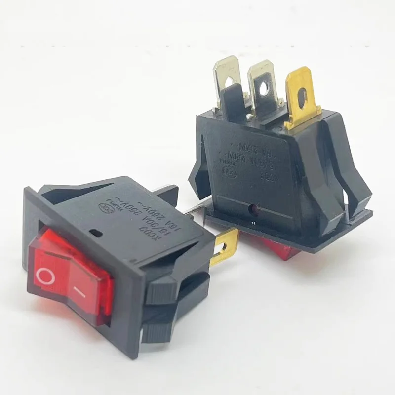 1~5PCS/LOT KCD3-B2C 15A 250V three-pin red light four-card boat-shaped switch for coffee machine soldering oven