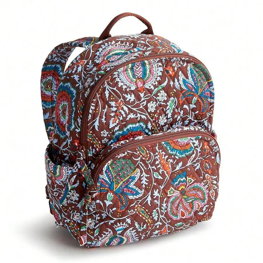 

Womens Cotton Small Floral Paisley Backpack With Zipper Closure