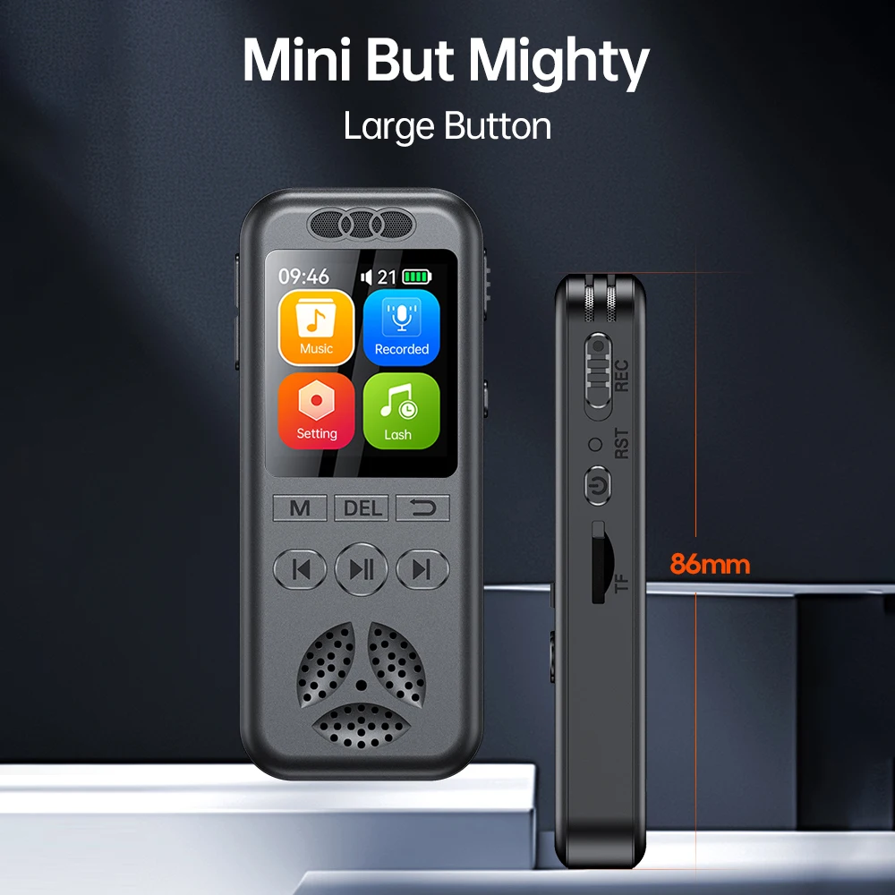 مسجل صوت رقمي 8 جيجابايت/16 جيجابايت/64 جيجابايت/128 جيجابايت، تسجيل صوتي منشط، تقليل الضوضاء مع تشغيل مشغل موسيقى MP3