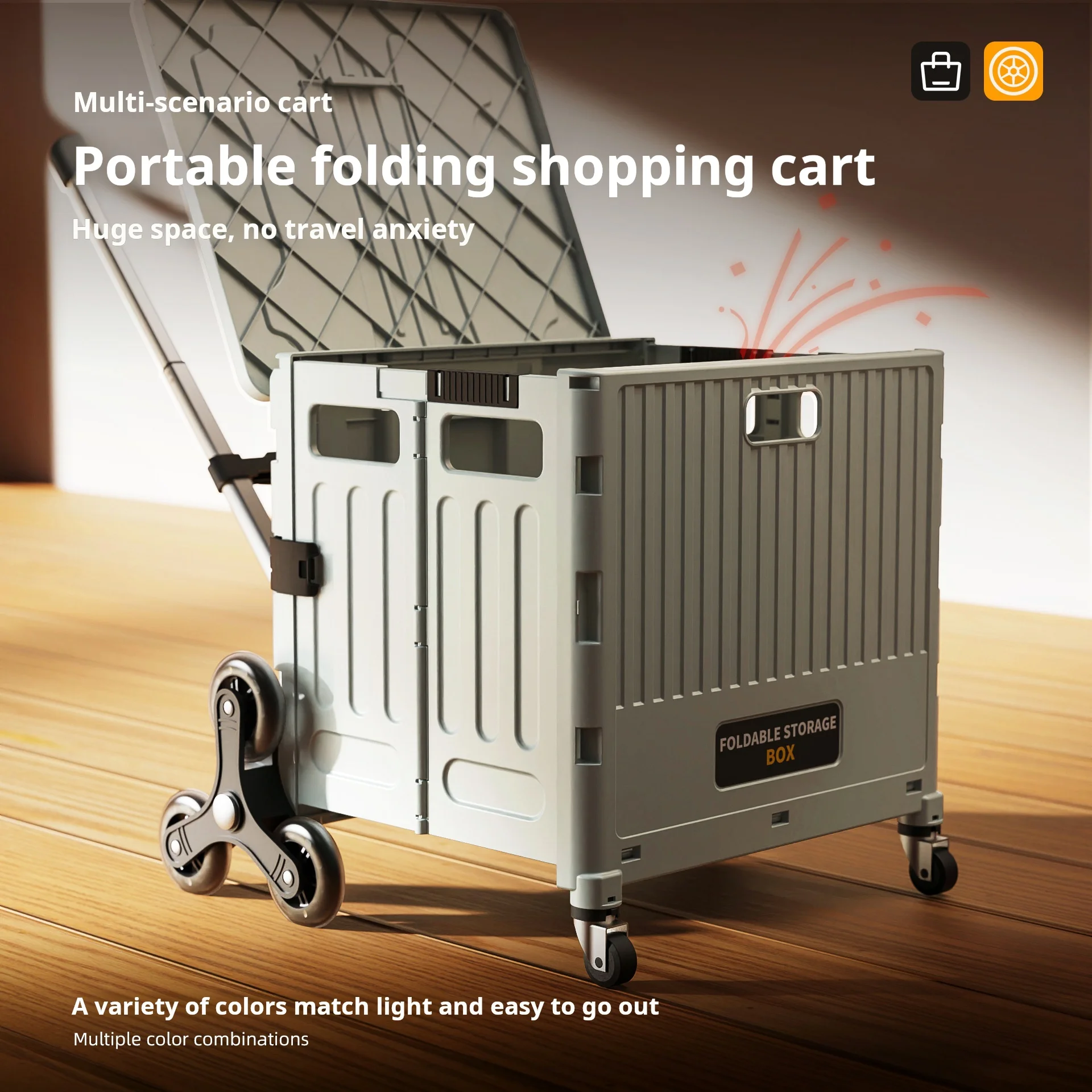 Home Multifunctional Shopping Cart, Small Cart, Lightweight Carrying, Foldable Shopping Cart, Trolley Trailer, Stall, Camping Ca