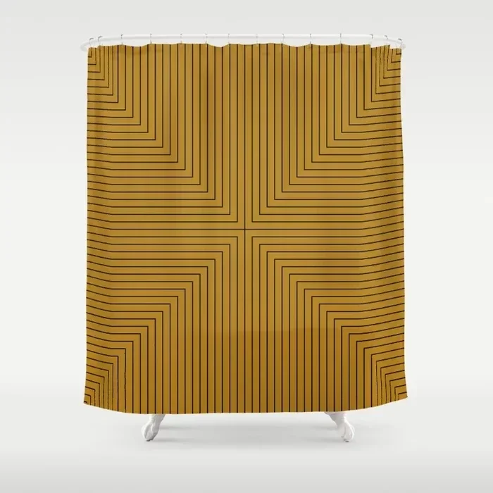 Simple Geometric Linear Pattern Bathroom Curtains Home Decor Waterproof Bathtub Creative Personality Shower Curtains with Hooks