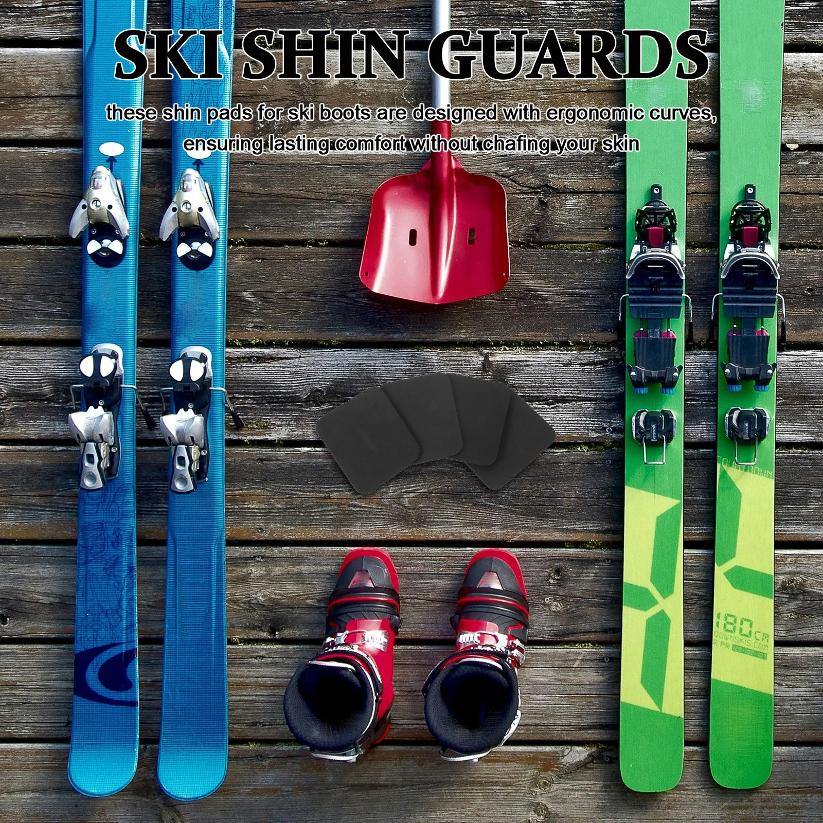 

4Pcs Snow Ski Shin Guards Black Breathable Cuttable Padded Lightweight Impact Protection Ski Boot Liners for Skiing Snowboarding