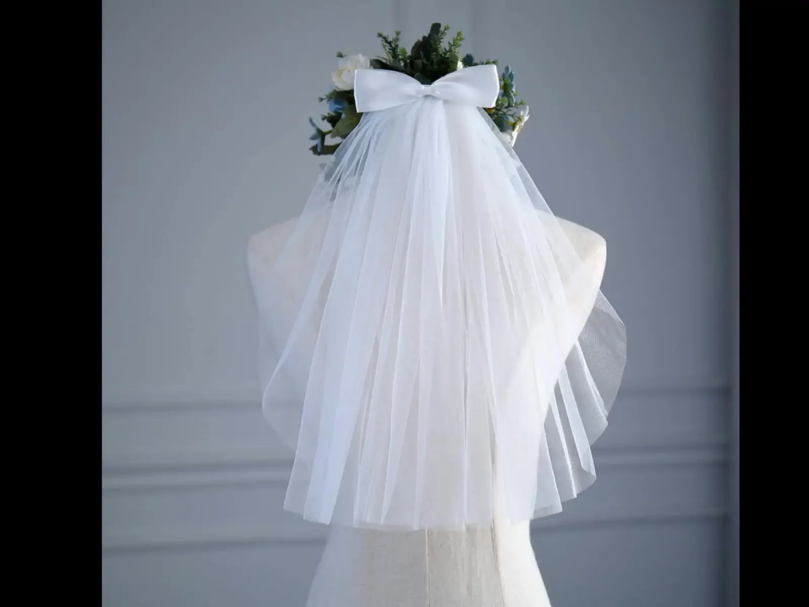 Vestido de casamento curto de tule, véu com borda de fita branca e pente de cabelo, véu de noiva, acessórios para festa de casamento i