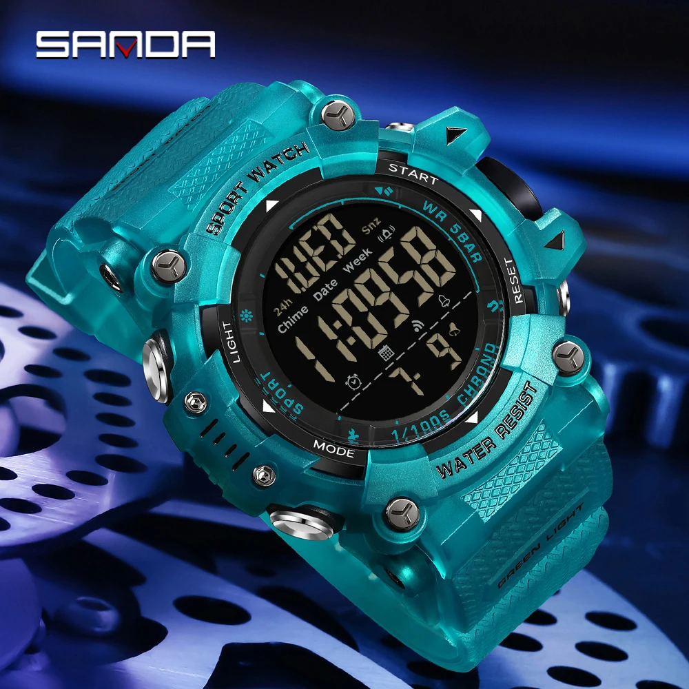 SANDA New 6290 Fashion Student Electronic Watch with Multi Functional Sports Timing and Waterproof for Men