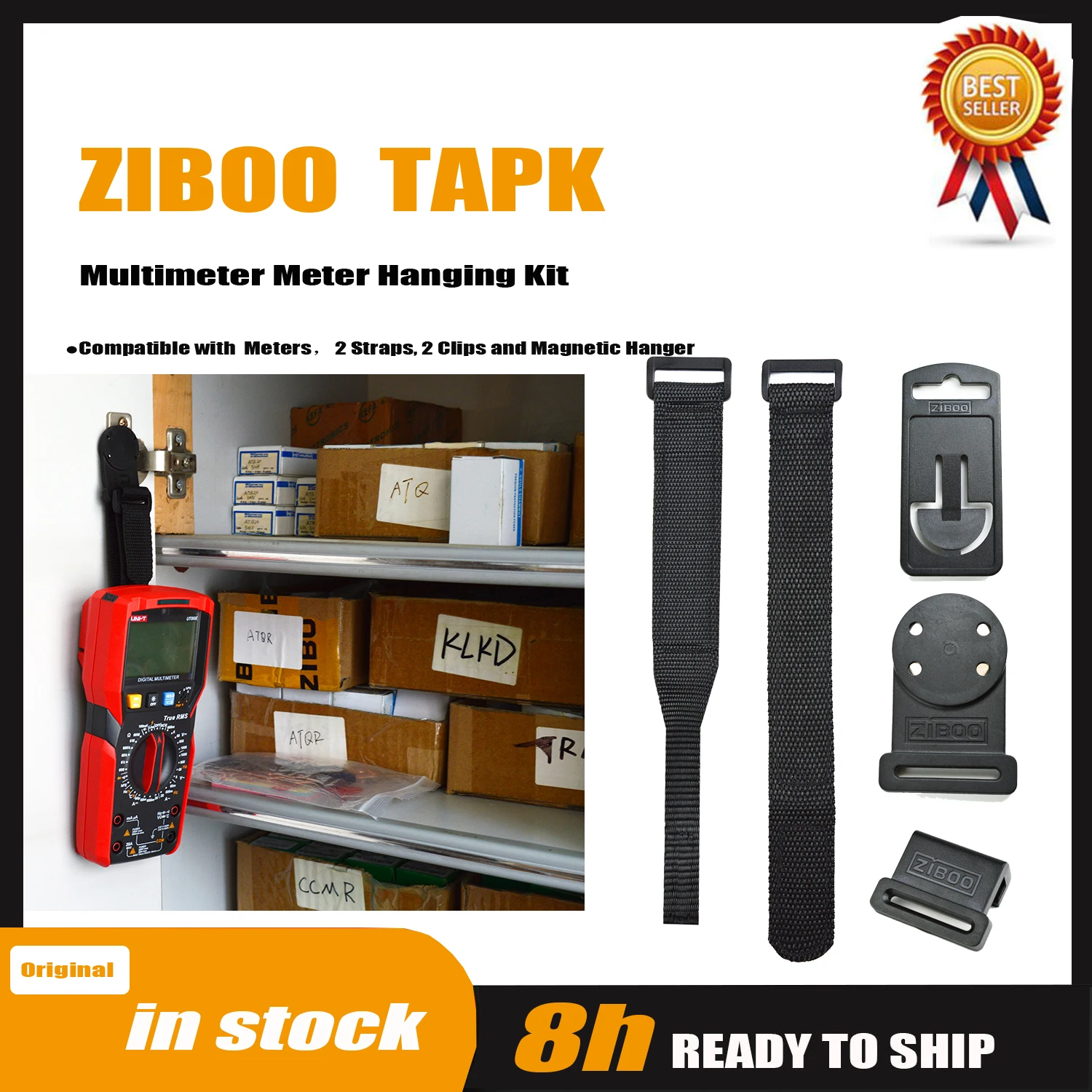 Multimeter Meter Hanging Kit Compatible with Meters，2 Straps, 2 Clips and Magnetic Hanger.
