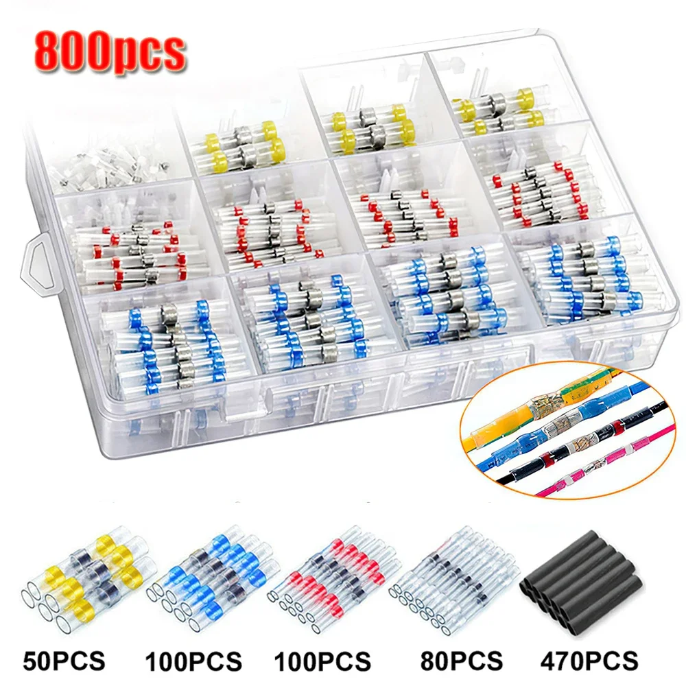 50-1000Pcs Solder Dichtung Draht Anschlüsse Schrumpf Solder Butt Isolierte Anschlüsse Solder Connector Kit Automotive Marine