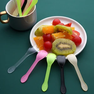 Thìa dao kéo bằng nhựa mini, thạch, kem, muỗng tráng miệng, nguồn tiệc, vàng, đen, hồng, 100 cái 8 Bán hàng chính thìa nhựa nhỏ - №3