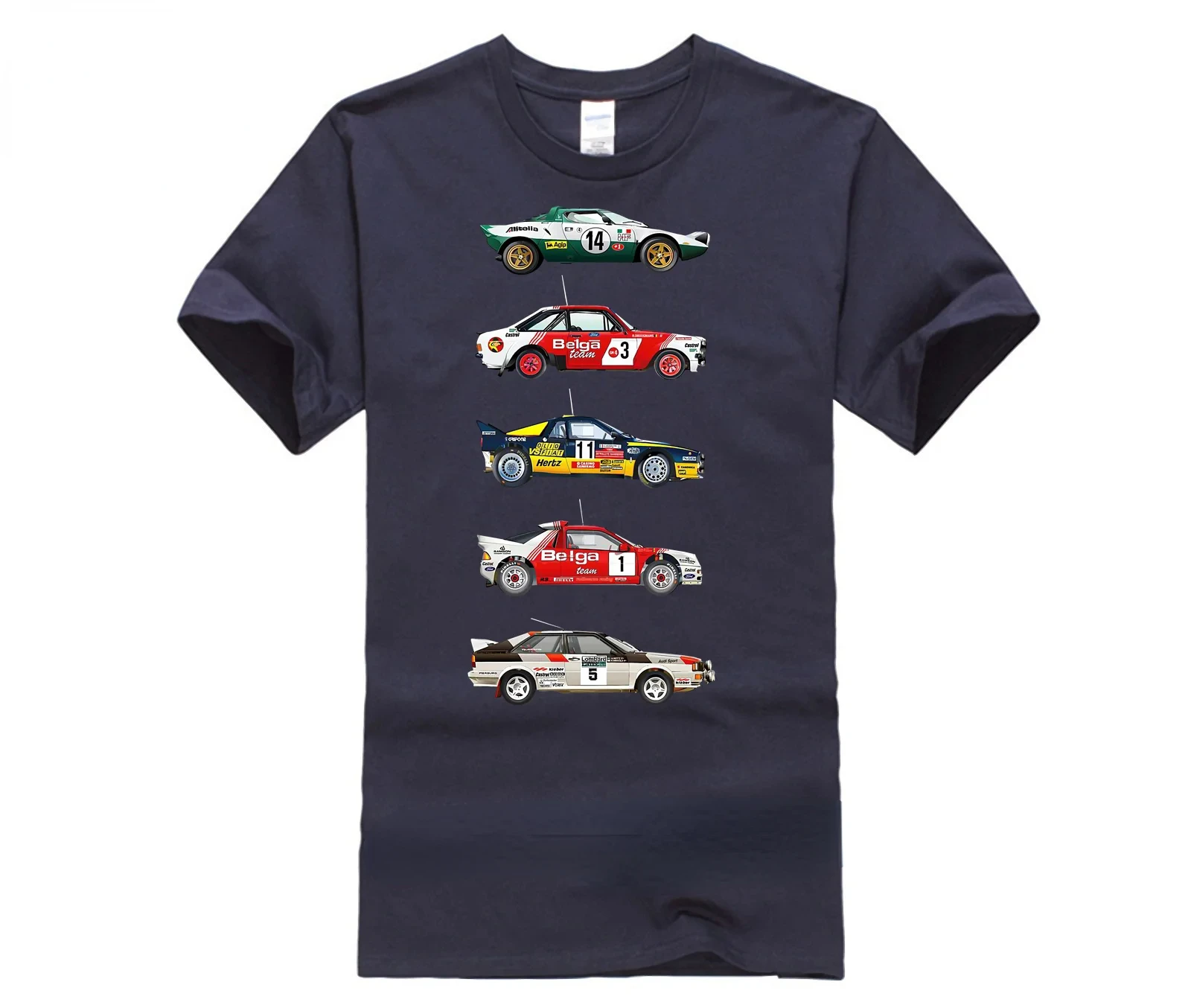 Rally cars from the 70 80th alain jamar man\'s t-shirt car moto tee clothes