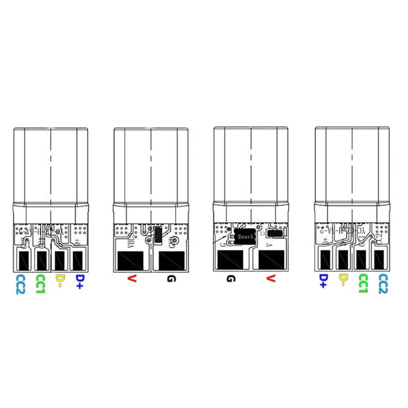 B*1Pcs  Fast Charge Type-C USB 65W 5A Male Connector Welding With 5Pin PCB + Type A Male 6 Pin USB DIY OTG Data Charge KIT