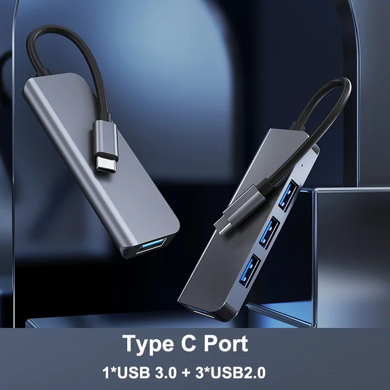 USB C HUB 3.0 Type C ไปยัง USB 3.0พอร์ต4 3.1แยกอะแดปเตอร์ OTG USB สำหรับ MacBook Pro 13 15 Air Mi Pro อุปกรณ์เสริม Huawei PC