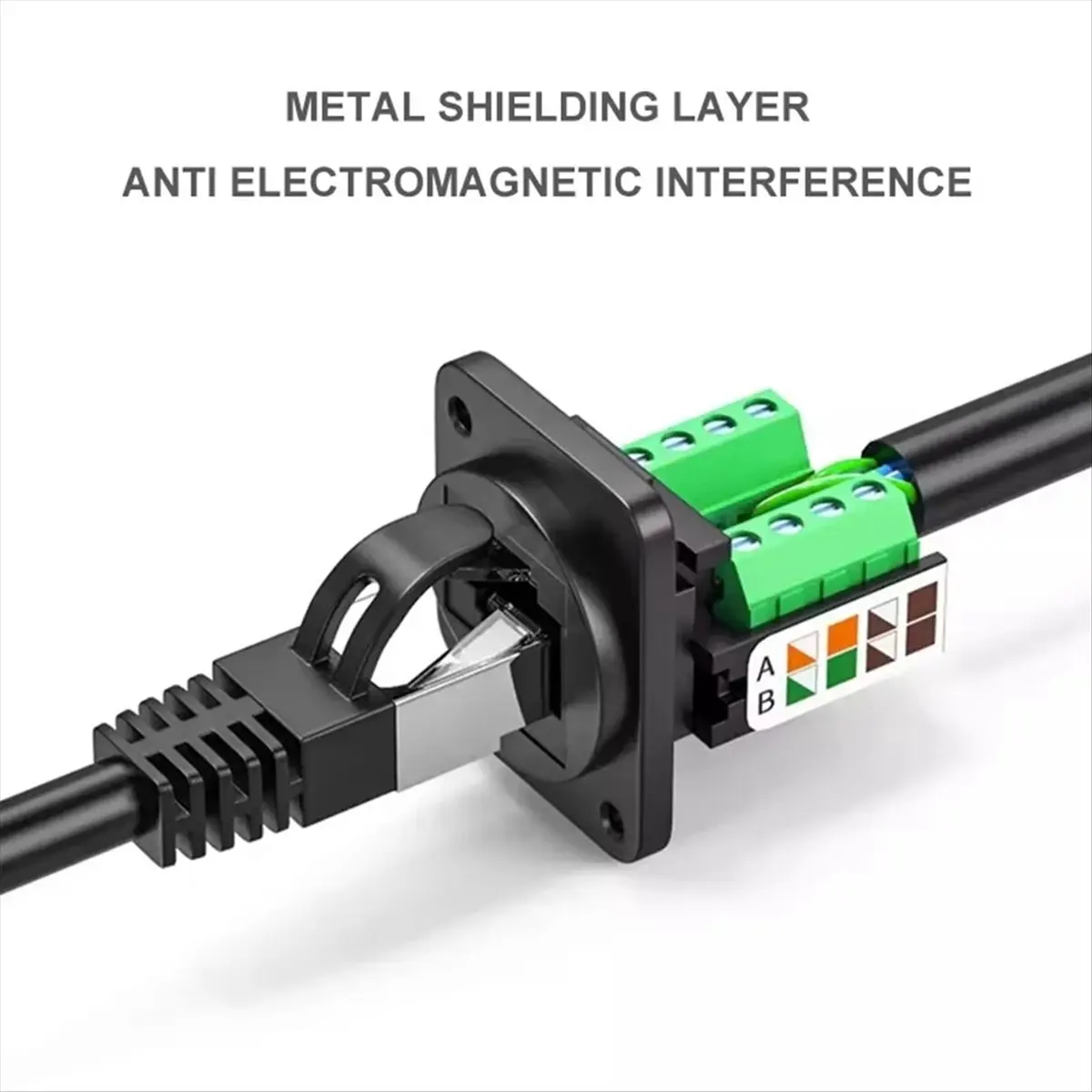 #88E Network Cable Extender Cat 5 Panel Connector Connector,RJ45 Category 5e connector,(Green & Black)