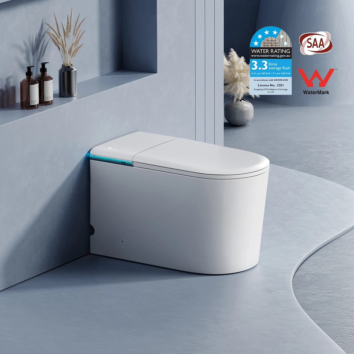 Modern Ceramic Smart Toilet Remote Control Included Heated Seat Self Cleaning Air-Drying Bowl Siphon Jet Flushing Floor Mounted