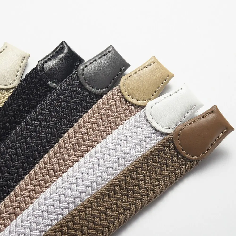 Trendy Casual Stretch Canvas Braided Belts Versatile Hole-free Elastic Belt Student Pants Belt For Women Man