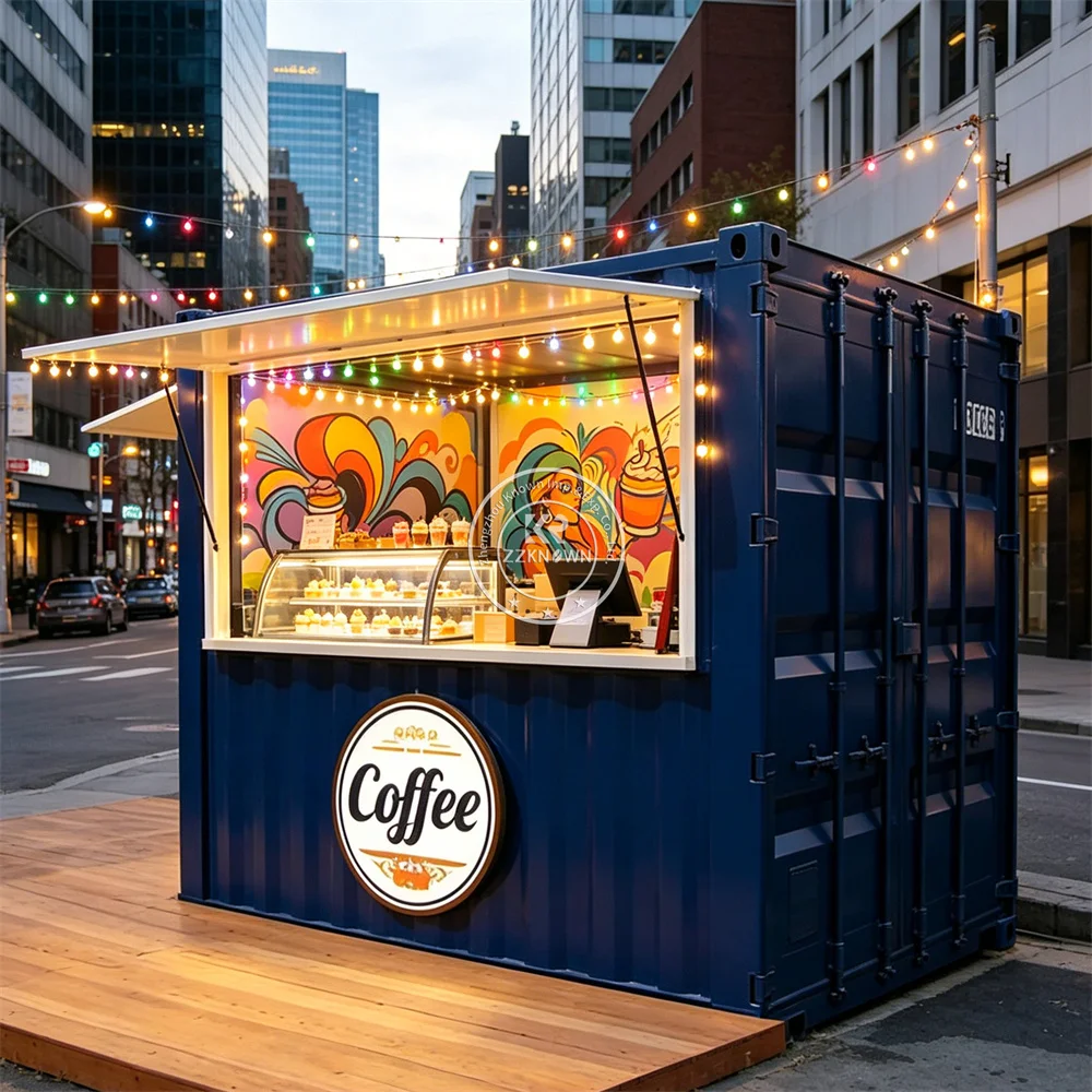 

Outdoor Container Bar Shop Food Trailer Container Coffee Juice Bubble Tea Kiosk Mobile Restaurant Truck For Business