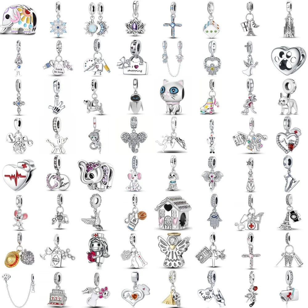 

НОВЫЙ европейский хит продаж, серебро 925 пробы, крест, птица, докторская медсестра, слон, обувь, подвеска из бисера, оригинальный браслет, изысканные ювелирные изделия своими руками