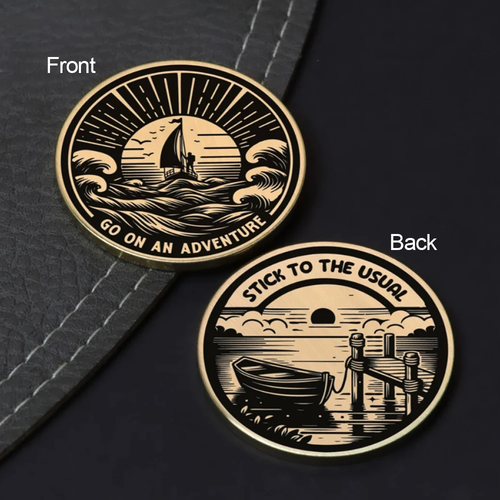 Flip Coin Decision Coin Creative Gift Bookworm Friend Gift One ExplorerGo on an adventure vs. Stick to the usual coin