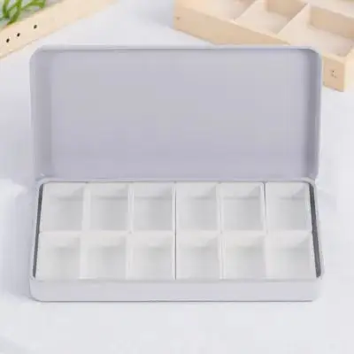 

1Set Watercolor Tin Durable Iron Storage Box Rectangular Shape Lightweight Easy Wash Empty Plastic Palette for Artist Paints