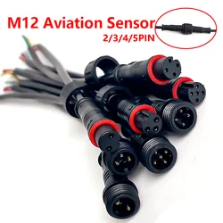 5/20Pcs M12 Waterproof 2 3 4 5Pin IP65 Cable Wire Plug for LED Strips Male and Female Jack 20cm Length Connector Small Size Head
