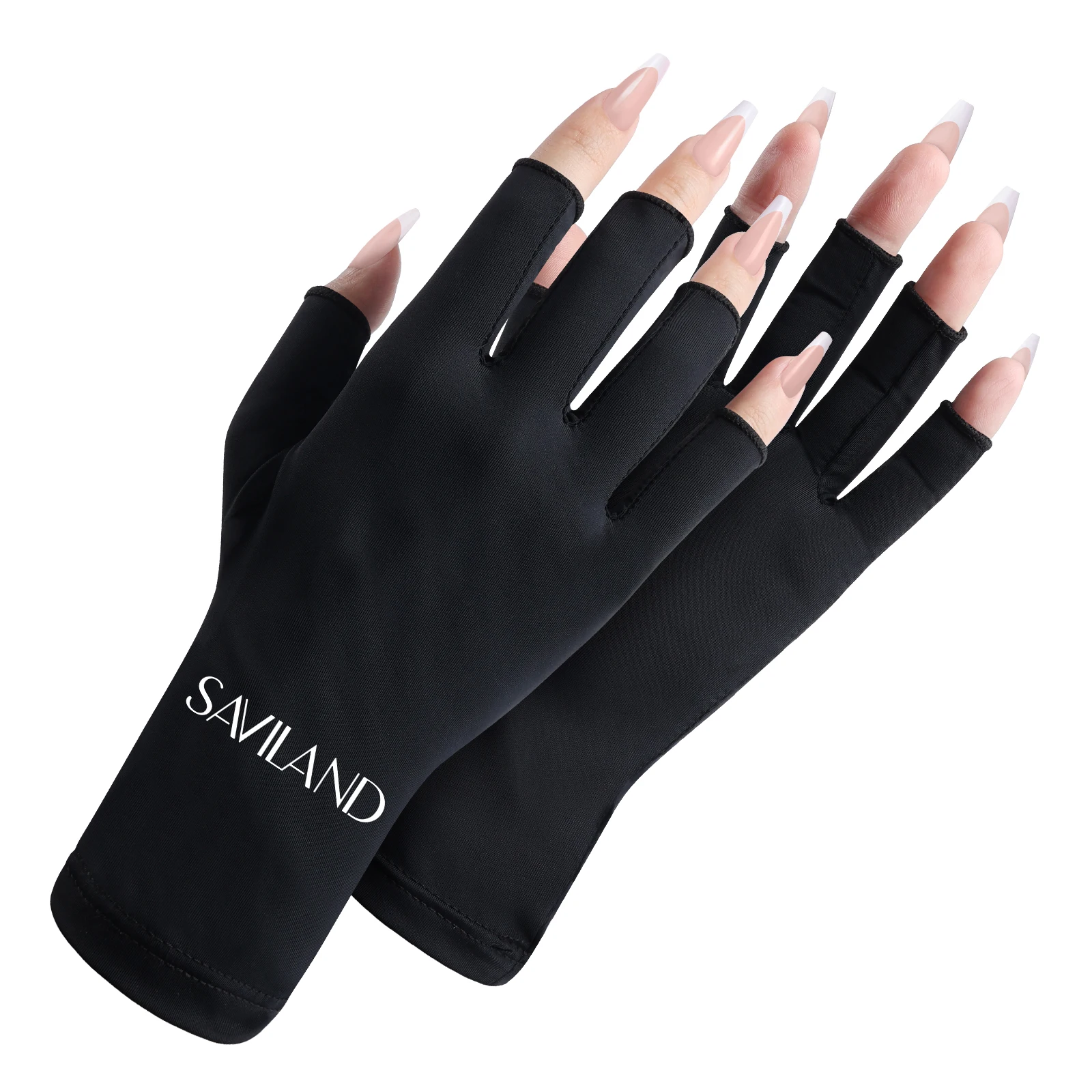 SAVILAND gants de Protection UV professionnels pour manucure en Gel Anti UVA UVB UPF200 + gants de lampe à ongles sans doigts noir