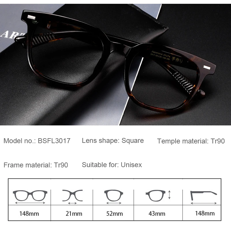 TR90 Glasses Square Eyewear Anti Blue Light Spectacles Classical Eye Glasses Full Rim Eyeglasses Comfortable Optical Frames