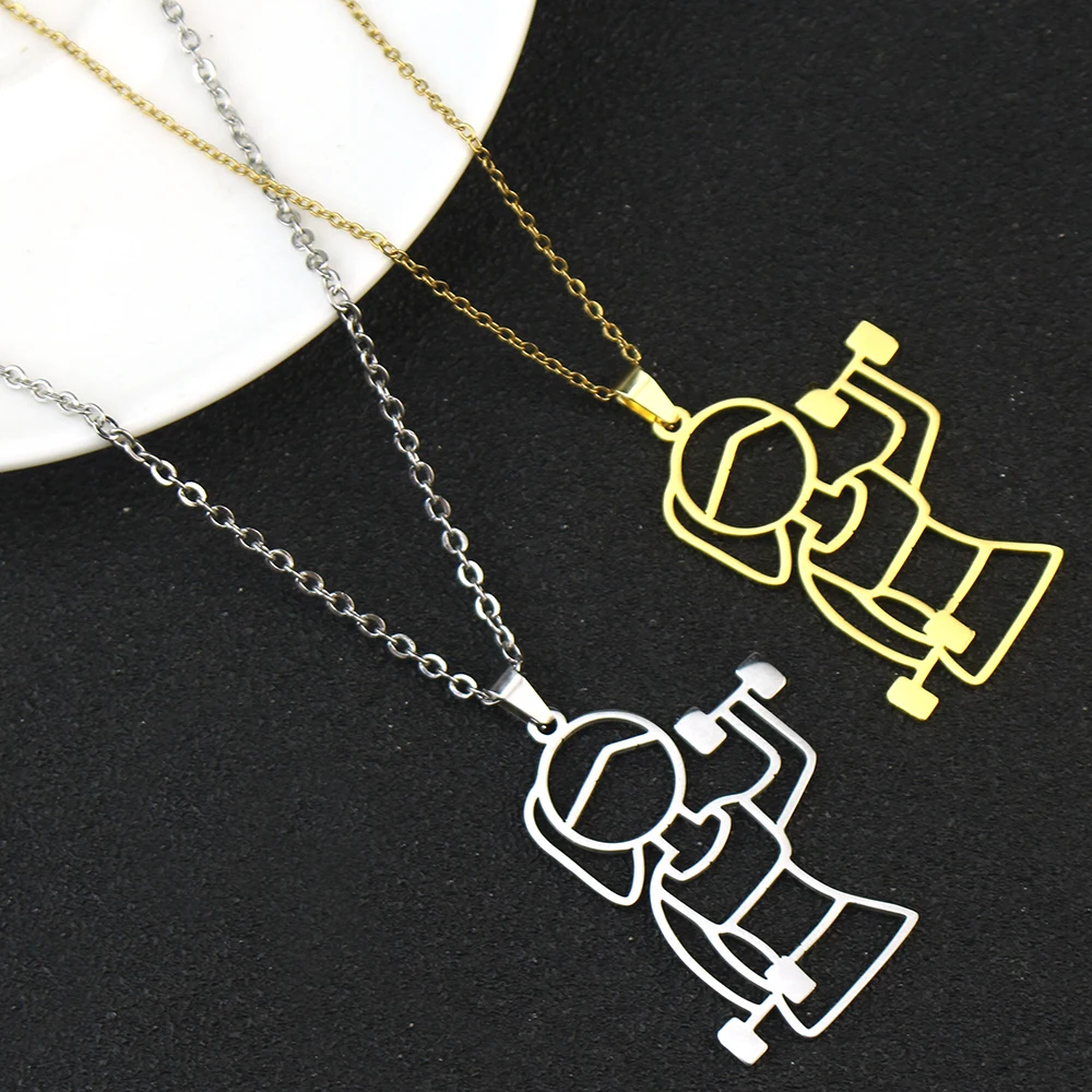 Rvs Kettingen Girl Fitness Dumbbell Design Hangers Ketting Mode Choker Ketting Voor Vrouwen Sieraden Feestmeisjes Cadeau