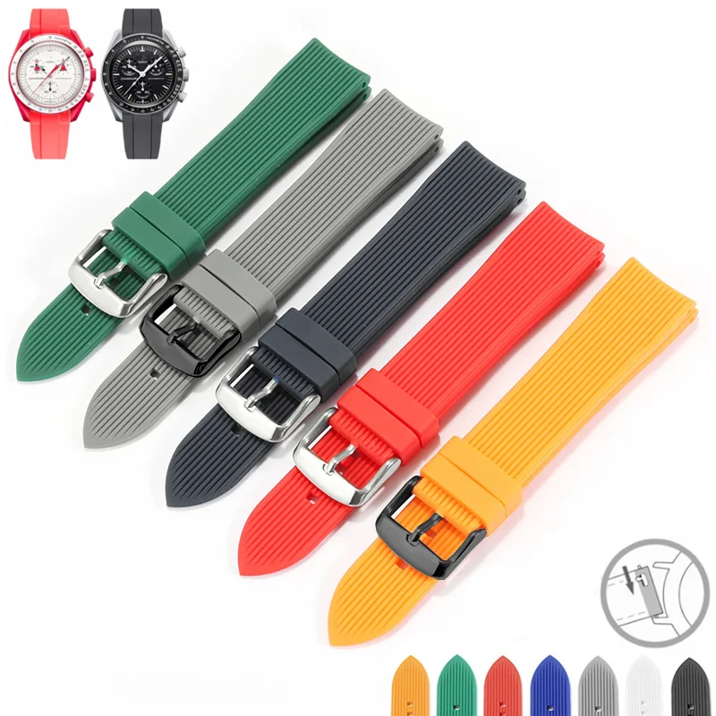 

Orange Red Blue Silicone Watchband Needle Buckle Accessories Waterproof Quick Disassembly Wrist Straps for Men and Women