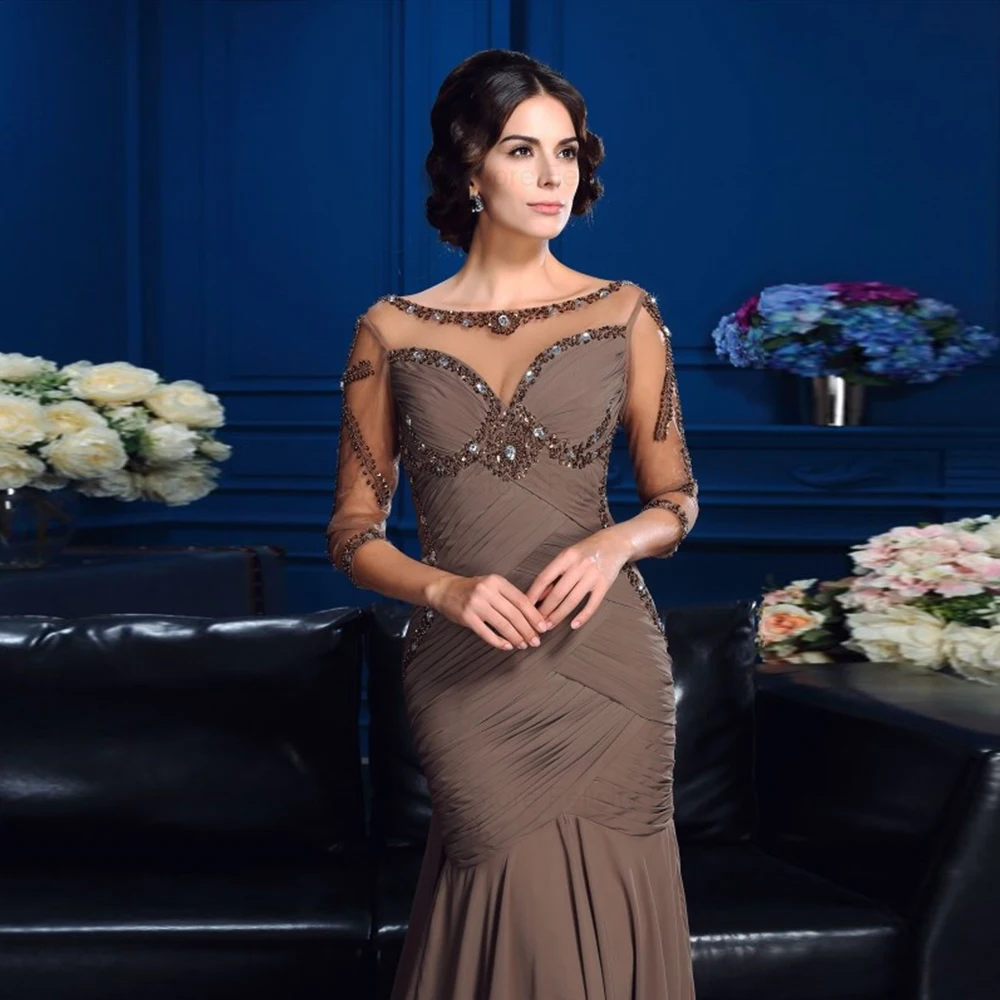 FELICITY Customized Gorgeous Mother of the Bride Dress Sheath Wedding Guest Dresses Appliques Beading Pleated Prom Evening Gowns