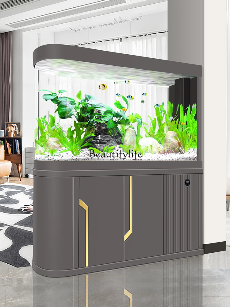 2024 Light Luxury Fish Tank Living Room Large Home Partition Bottom Filter Fish Tank