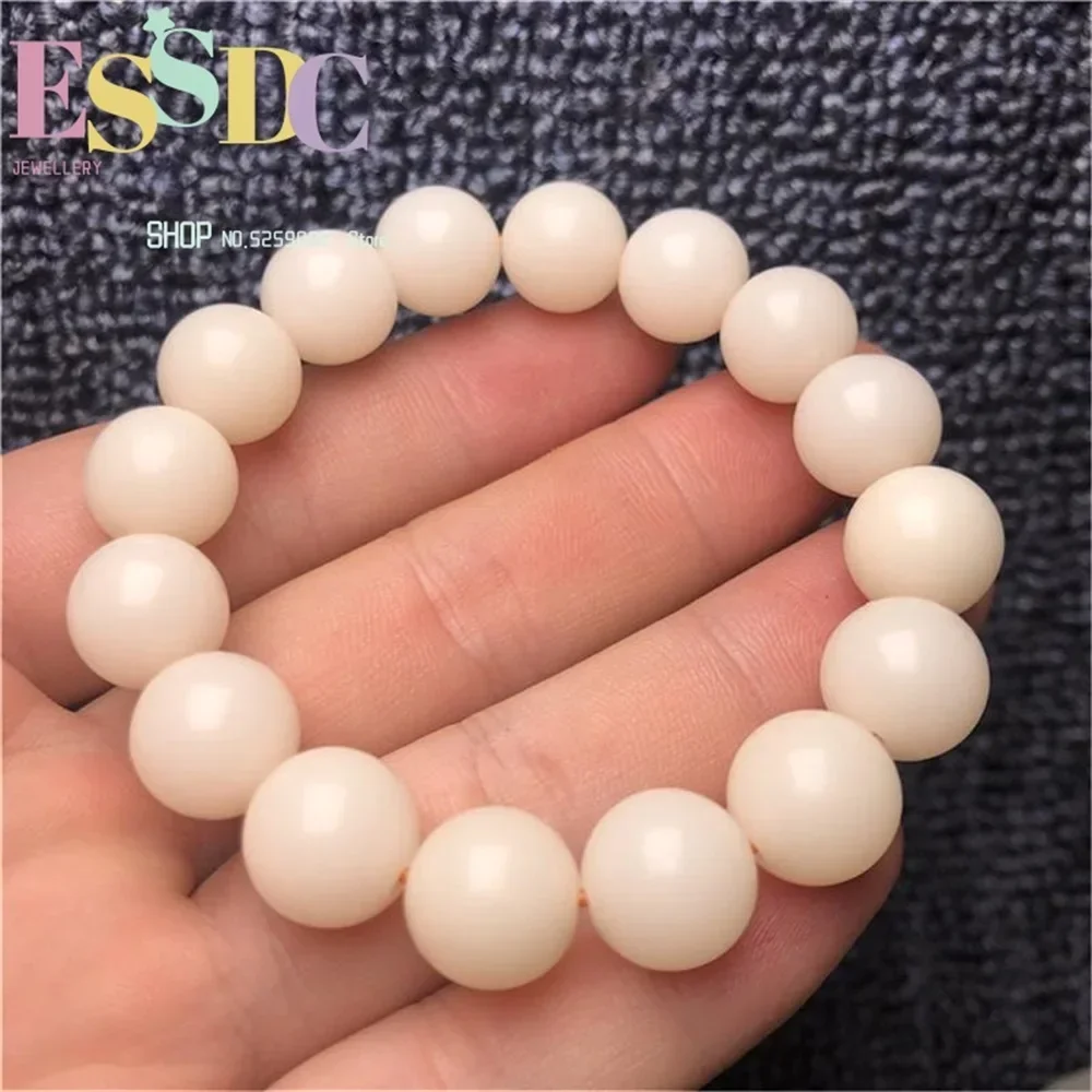 Natural White Bodhi Seed Bracelet Round Women's Single Circle 12mm Buddha Beads Simple Fashionable and Generous Ornaments