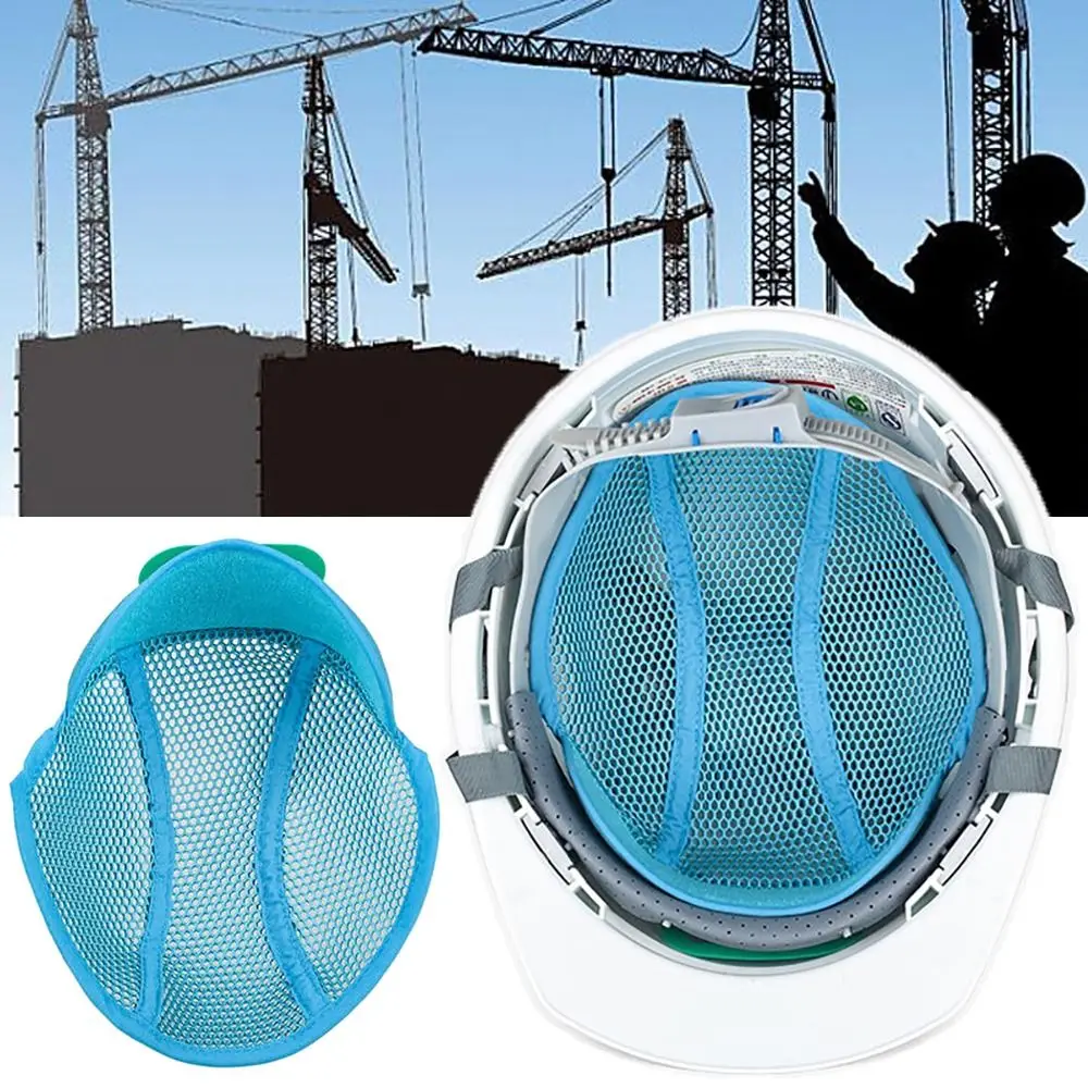 Blue Helmet Insert Liner Breathable Mesh Sweat Band Safety Cap Cooling Pad Comfortable Sweat-absorbing Hard Hat Liner Adult