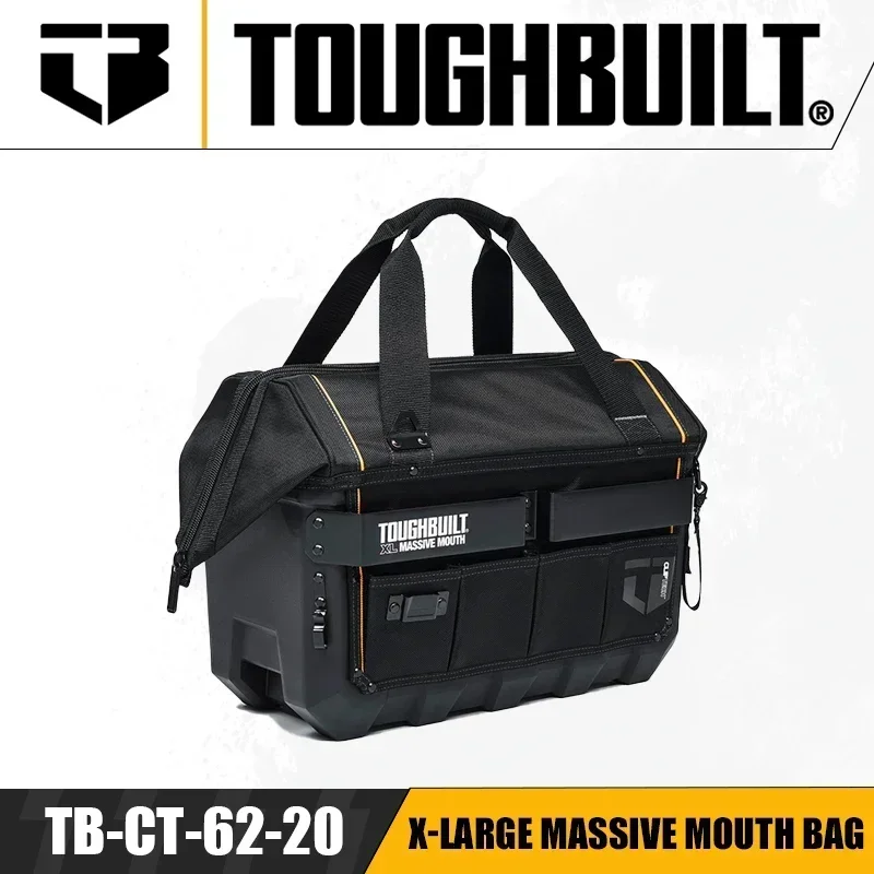 TOUGHBUILT TB-CT-62-12/TB-CT-62-16A/TB-CT-62-20 Medium/Large/X-Large Massive Mouth Bag Handheld Toolkit Waterproof Hardsole