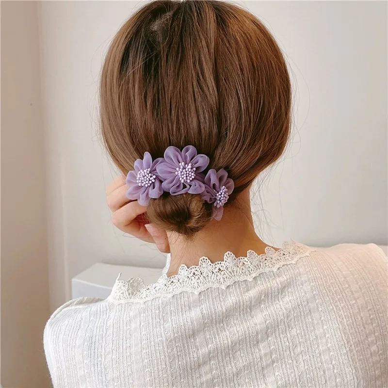 Super Fairy Organza Flower Bun Hair Styling Tool, Sweet and Elegant, Popular among Internet Celebrities, a Lazy Hair Styling Gadget