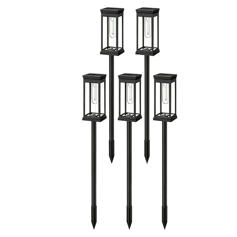 HLZS-Auto On/Off 6 Pack Square Solar Pathway Lights Outdoor Warm White LED IP65 Waterproof For Walkway Garden Driveway Decoratio