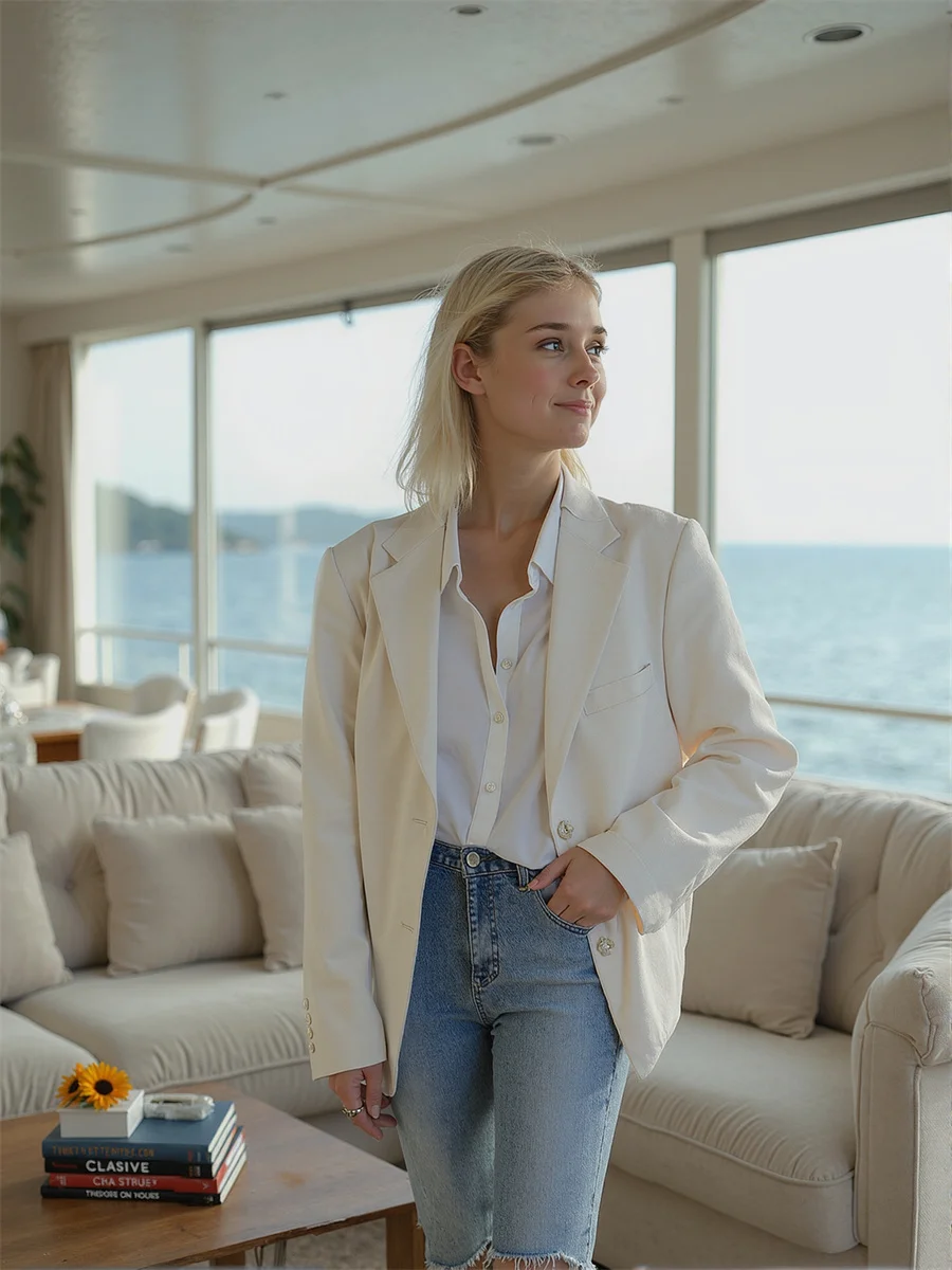 Blazer noir pour femmes, col rabattu, décor de fourche, taille serrée, couleur extensible, brillant, flottant, manches longues, Midi Business