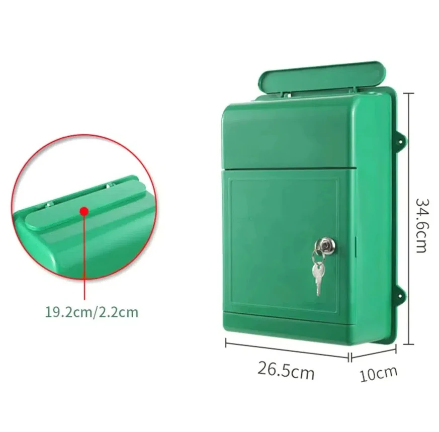 صندوق بريد عالمي مثبت على الحائط مع قفل صندوق بريد بلاستيكي يوفر مساحة صندوق بريد واسع الفتح لمكتب ساحة المنزل