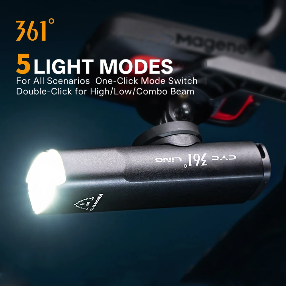 

361 Degrees Bicycle Light Aluminum Alloy Type-C Rechargeable Bike Lamp IPX6 Waterproof MTB Road Cycling LED Lighting Headlights