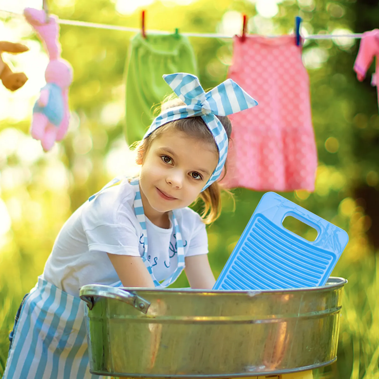 

Plastic Non-Slip Green Washboard for Home Laundry Hand Washing Kids Underwear Portable Compact Water Electricity Saving Creative